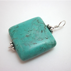 Turquoise Square with Sterling Silver Accent